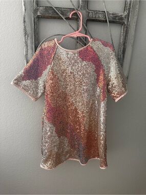 H&M Girls' Pink Sequin Short Sleeve Top